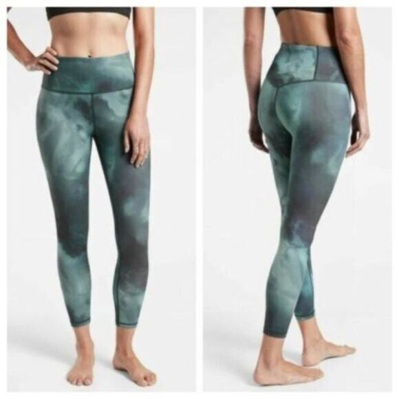 Athleta Elation Printed 7/8 Tight SIZE XXS Marine Green Tie Dye Leggings - Picture 1 of 10